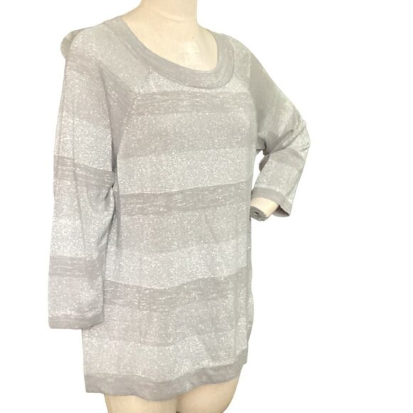 Vintage SAG HARBOR Woman Silver Metallic Striped Tunic Top Plus Sz 1X #184H - Picture 6 of 10